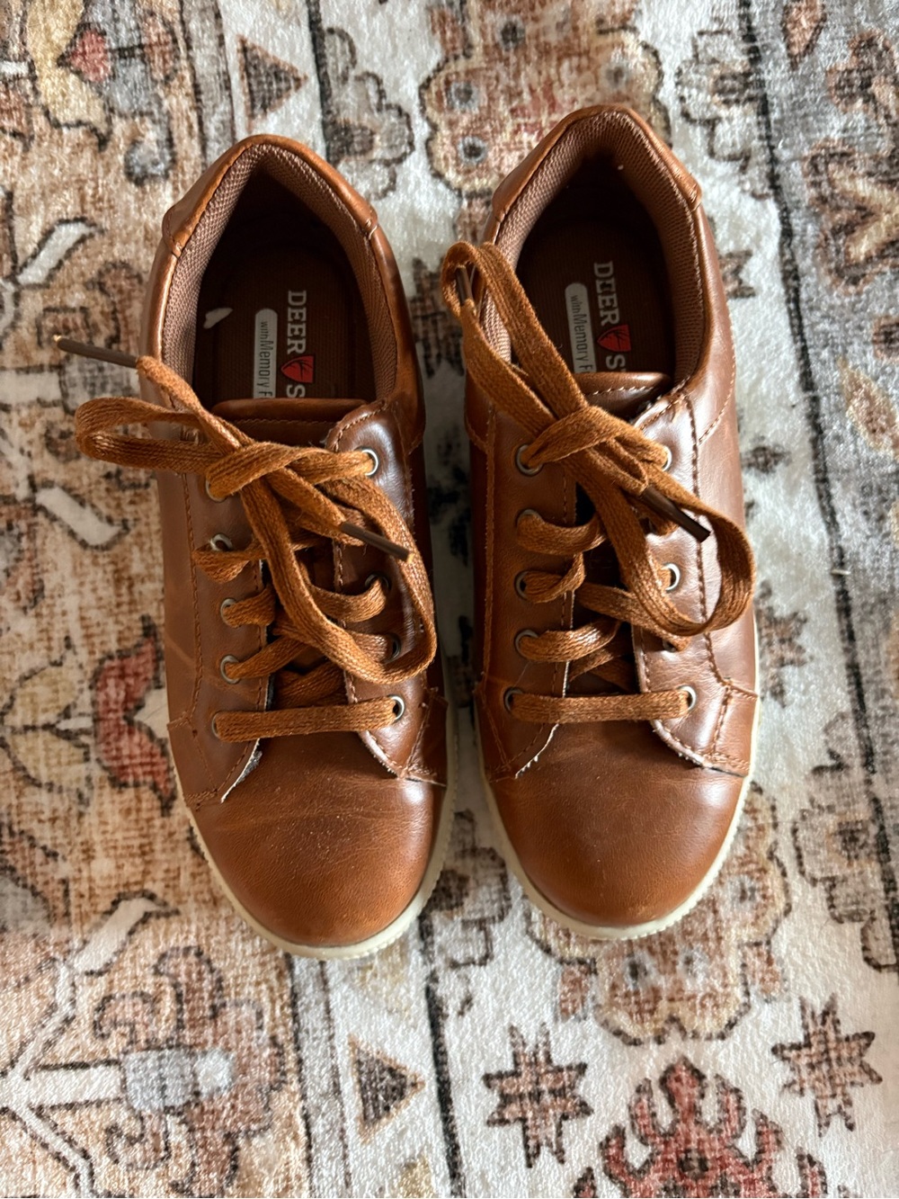 Deer Stags Kids Brown Lace-Up Casual Sneakers